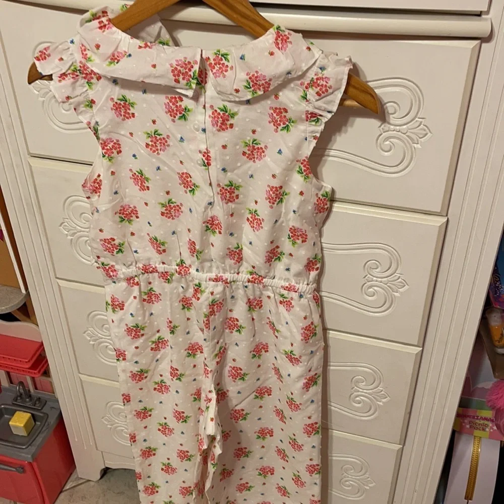 🌸Janie and jack girls one piece romper/jumpsuits Swiss dot floral size 12NWT..